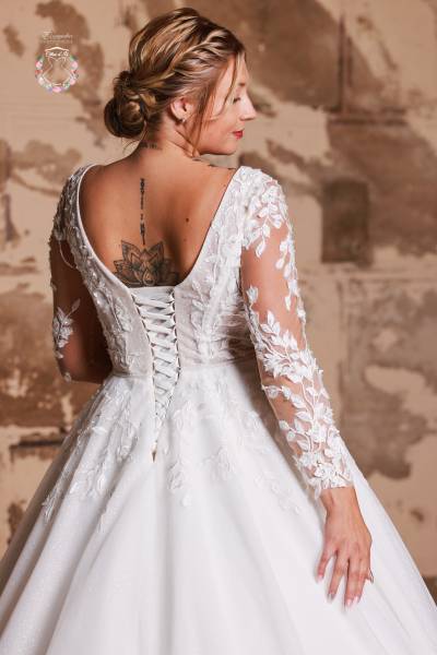 Robe de Mariée Nora laçage - Boutique Céline d'Al à Bolbec 76210