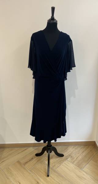 Robe marine avec manches en voilage Joseph Ribkoff - Boutique Céline d'Al à Bolbec 76210