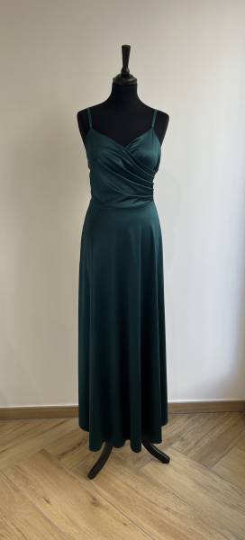 Robe longue verte satin - Boutique Céline d'Al à Bolbec 76210